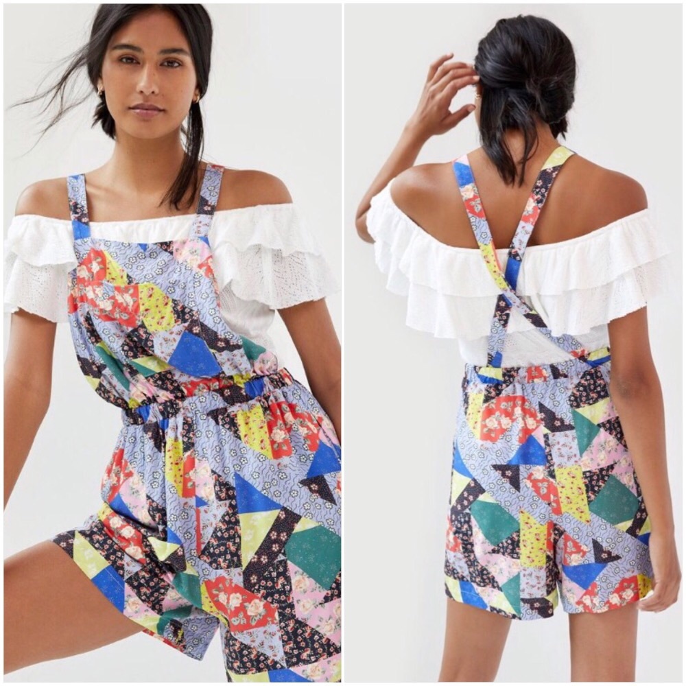NWT ANTHROPOLOGIE FLORAL PATCHWORK SHORT OVERALLS - Picture 6 of 6